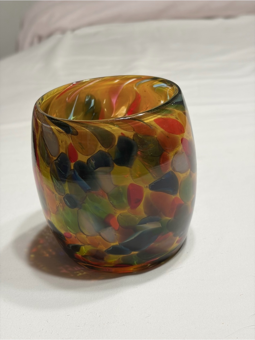 Handblown Multicolor Art Glass Vase - Amber & Jewel Tones - Picture 6 of 9
